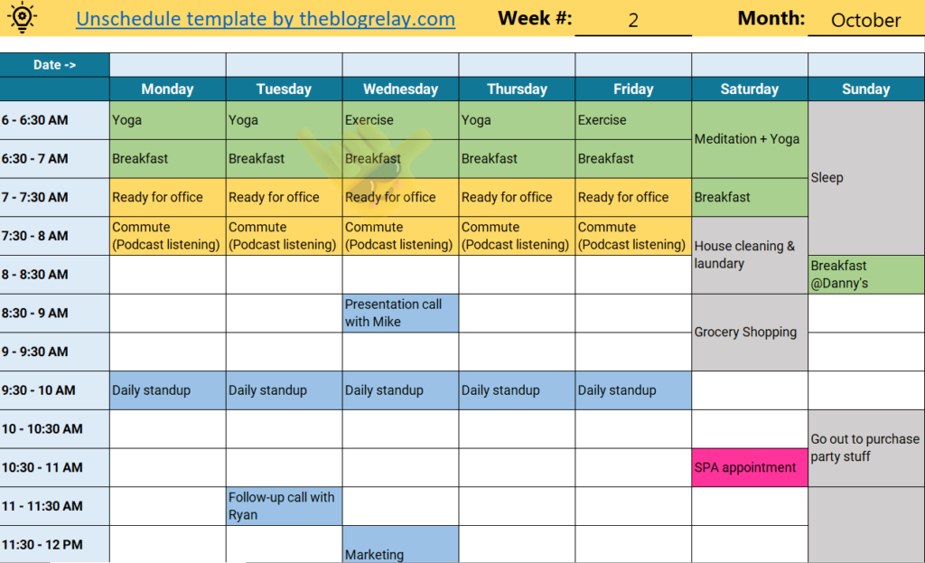 Unschedule template