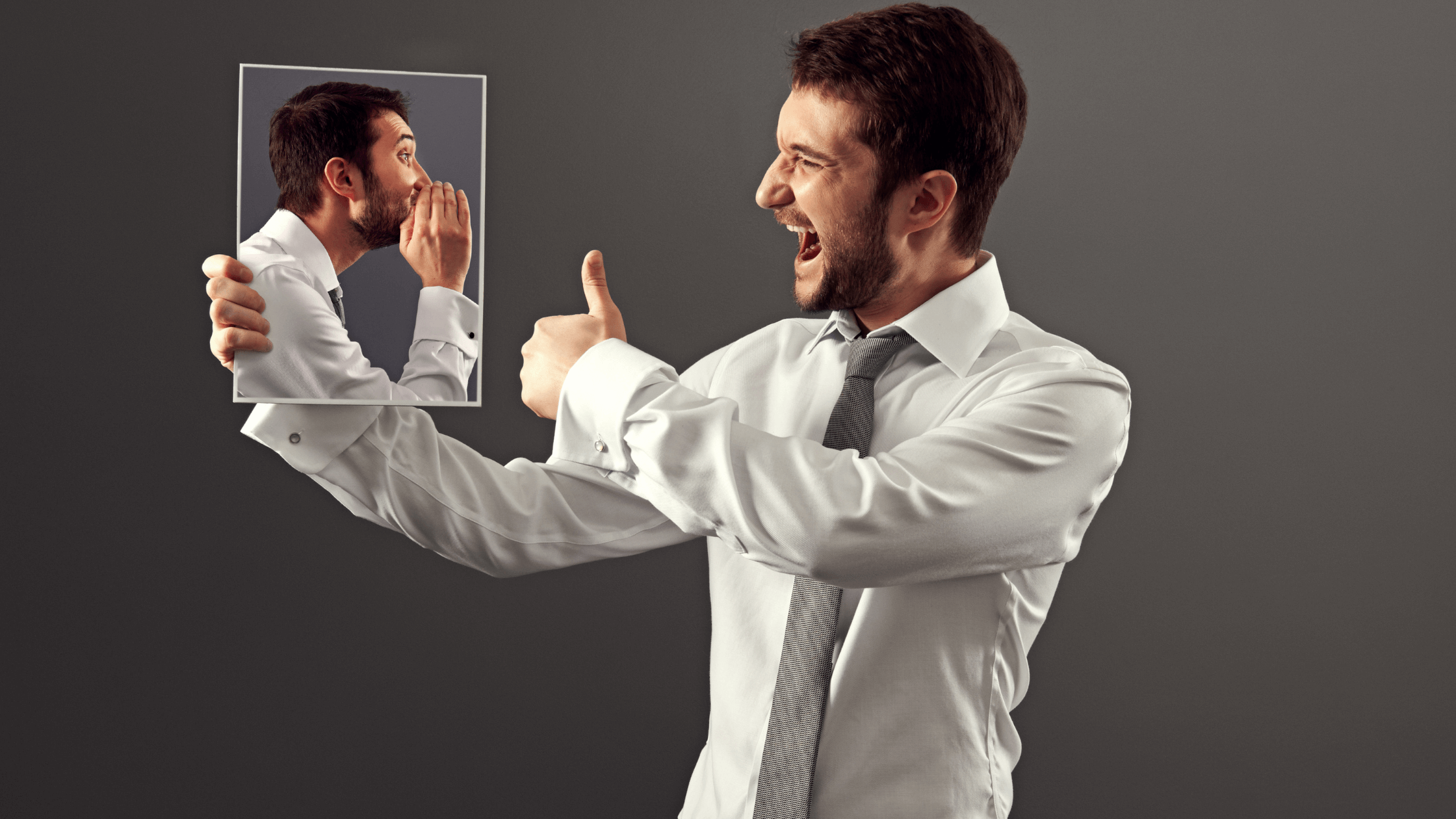 Happy young man agree with his inner voice. A self-negotiation practice to manage internal conflicts