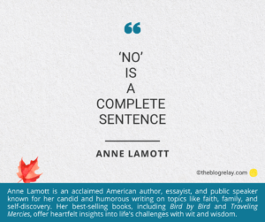 No is Enough, Says Anne Lamott