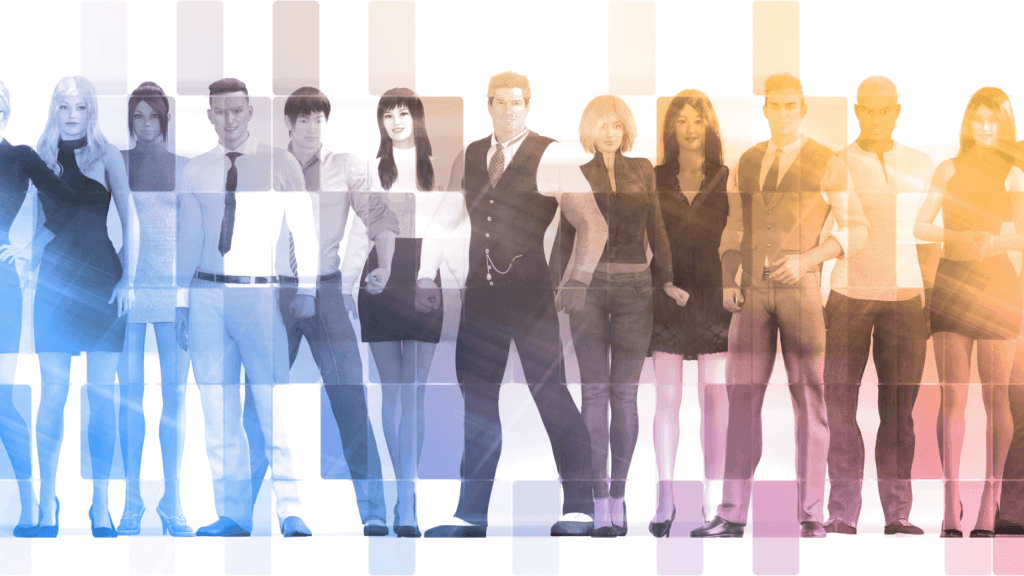 Empowered people employees as a business presentation concept signifying delegation across work roles