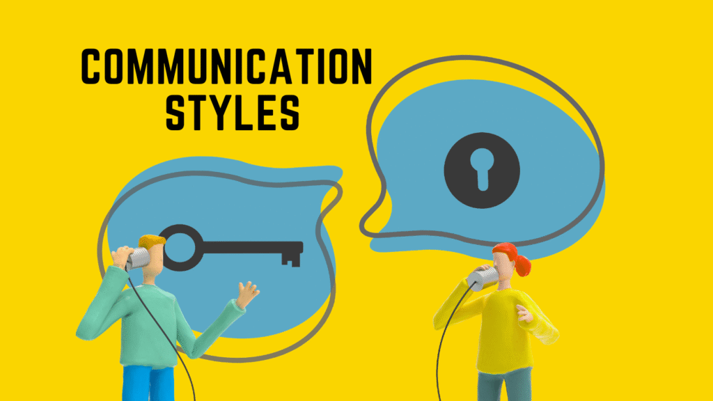 Two men communicating with each other using a tin can. Lock and key symbol signifying the importance of communication styles - how conversation happens.